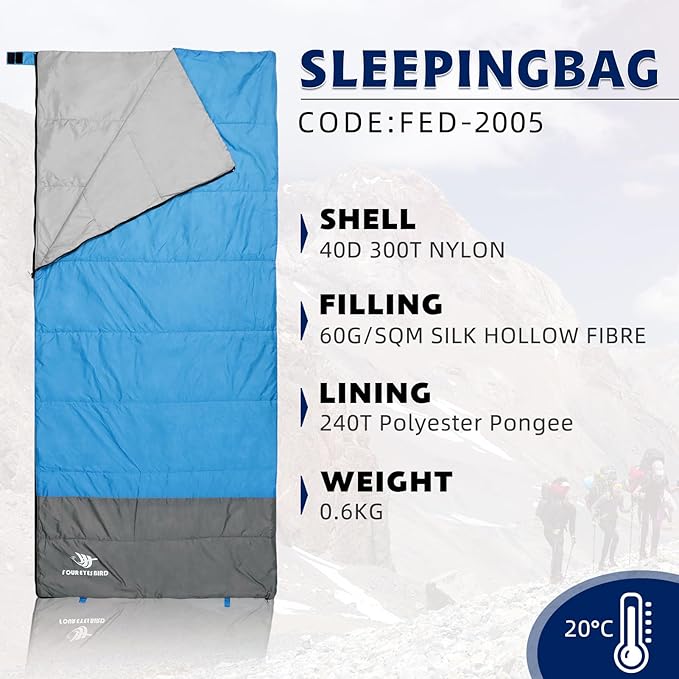 Envelope Sleeping Bag, Three Seasons Constant Temperature Sleeping Bag, Suitable for All Ages, Indoor Hotel Accommodation or Outdoor Travel…