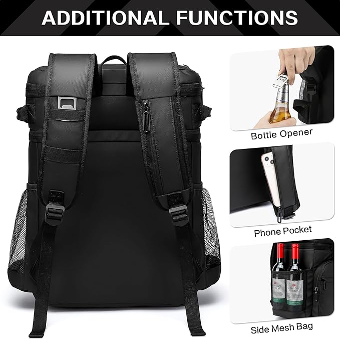 Laripwit 54/40 Cans Backpack Cooler Insulated Leak-Proof Large Cooler Backpack Double Deck Lunch Backpack for Men Women - Perfect Soft Cooler Bag for Tactical, Camping, Picnic, Beach, Hiking
