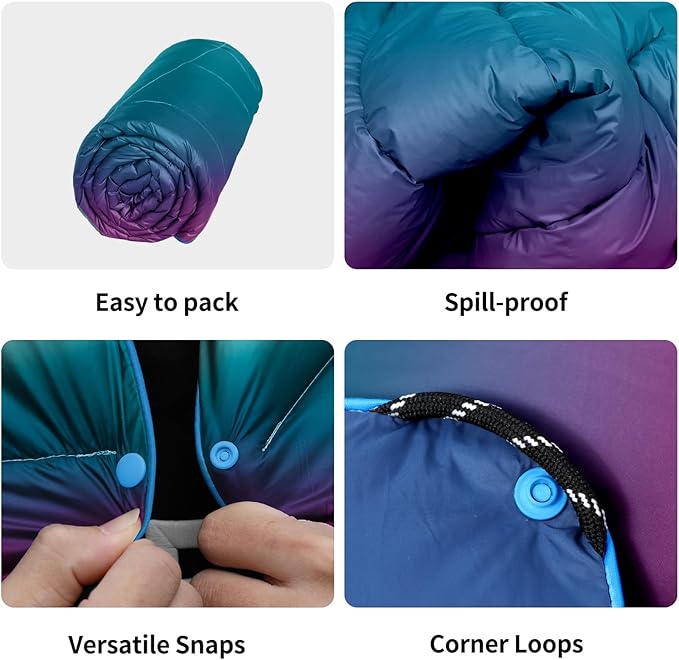 Camping Blanket, Packable Puffy Blanket Down Alternative Blanket Lightweight Windproof Water Resistant for Outdoors,Hiking, Backpacking,Beach,Car,Picnic,Stadium 52x75in