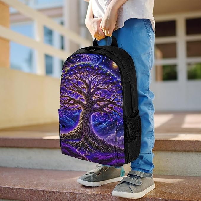 Supdreamc Daypack Anti-Theft Multipurpose Large Capacity Shoulder Bag, Magical Universe Tree Of Life Art Travel Hiking Camping Rucksack With Smooth Zippers