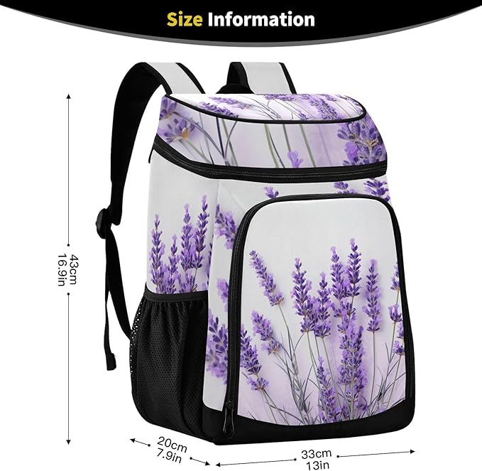 YETTASBIN Leakproof 36 Cans Cooler Backpack for Men Women - Lavender Insulated Backpack Cooler Large Capacity Waterproof Lunch Bag for Hiking, Camping, Beach, Fishing, Work