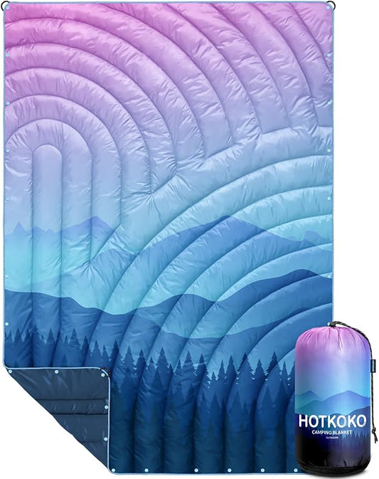 Camping Blanket,Lightweight Down Alternative Puffy Blanket Packable Outdoor Blanket for Camping,Traveling, Stadium, Hiking, Picnics