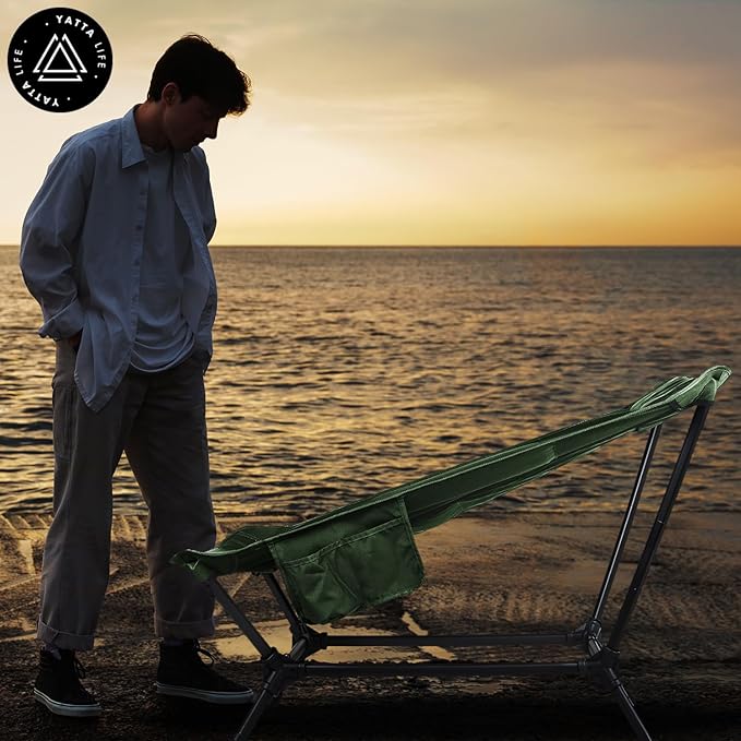 Low Back Folding Camping Chairs for Adults with Storage Pouches & Carrying Case - Foldable Lawn Chairs, Beach Chair, Fishing Chair, Portable Lightweight Outdoor Chair. (Army Green)