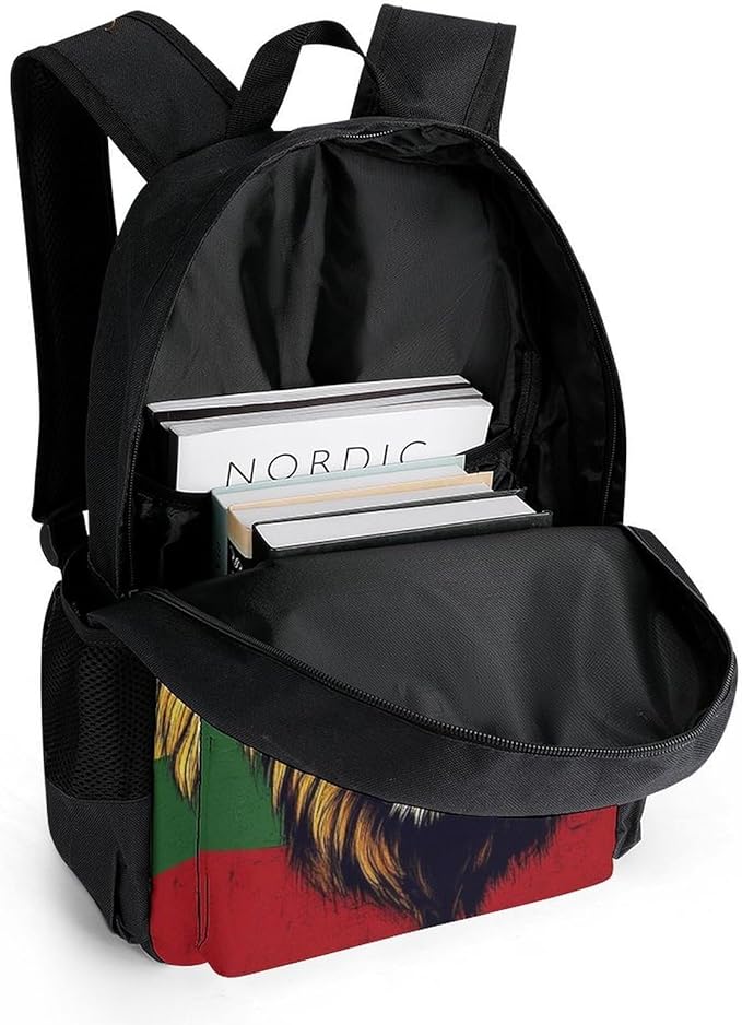 Supdreamc Rucksack Anti-Theft Multipurpose Large Capacity Carry On Bag, Rasta Flag Lion Splatter Painting Travel Hiking Bag Day Pack With Side Pockets