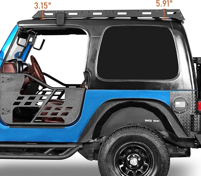 Hooke Road TJ Roof Rack Aluminum Cross Bars Cargo Basket for Jeep Wrangler TJ Hardtop 1997 1998 1999 2000 2001 2002 2003 2004 2005 2006 (Exclude Unlimited)