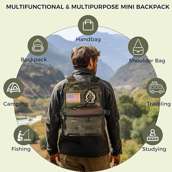9L Mini Tactical Backpack for Men Women,Small Military Tactical Backpack for Sport,Gym,Hiking,Travel,Camping (Jungle Camo)