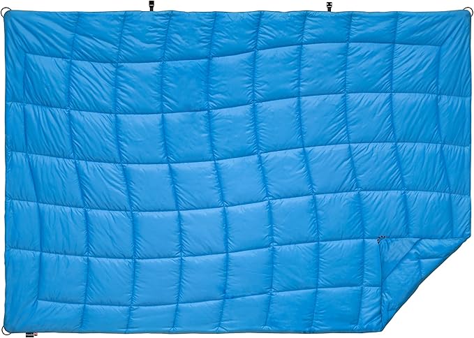 Versatile Packable Outdoor Camping Blanket, Puffy Blanket, Primaloft® Insulation, Warm, Durable, Lightweight, Waterproof, Oversize, Beach, Stadium, and More! 55"x80" (Cendre Blue)