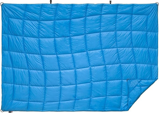 Versatile Packable Outdoor Camping Blanket, Puffy Blanket, Primaloft® Insulation, Warm, Durable, Lightweight, Waterproof, Oversize, Beach, Stadium, and More! 55"x80" (Cendre Blue)