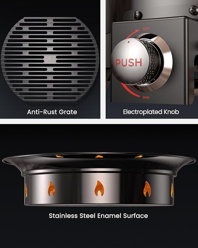 Ciays 21 Inch Propane Fire Pit with Grill Grate, Folding Legs, CSA Certified, 58,000 BTU, Black, Metal, Round, Compatible with Propane