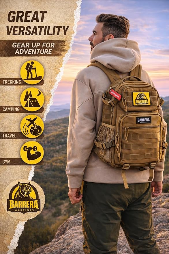 Tactical Backpack 25L Military MOLLE Assault Pack – Waterproof EDC Backpack for Hiking, Camping, Travel & Survival Gear, Bug Out Bag (Coyote Brown/Military Tan)
