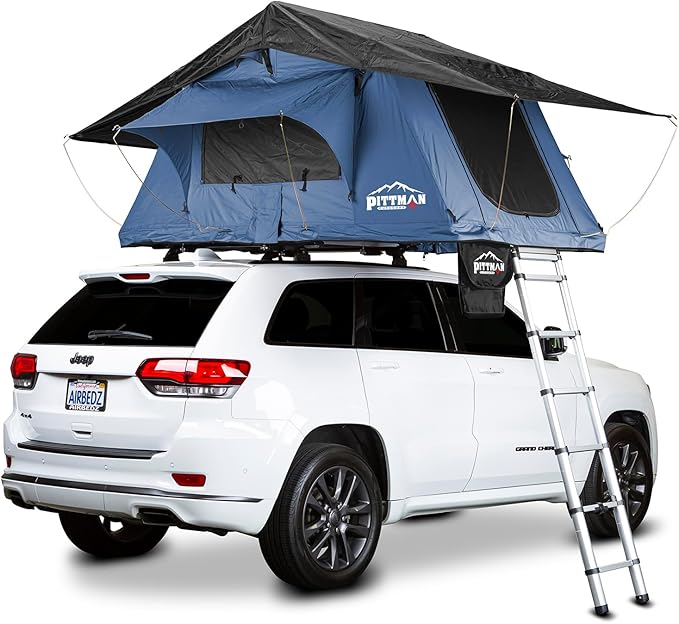 Pittman - 3+ Person Rooftop Tent - RTT Roof Top Tent for Truck Camping or Overlanding - Softshell Side Open Design with Telescopic Ladder for Easy Access - Waterproof - 1.9 Series