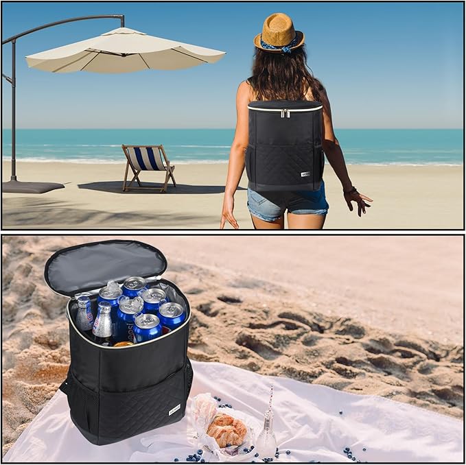 Wolka Cooler Backpack 30 Cans,Portable Backpack Coolers Insulated Leak Proof,Waterproof Soft Sided Cooler Bag for Travel,Beach,Camping,Picnic,Lunch Backpack for Women (Black Shark)