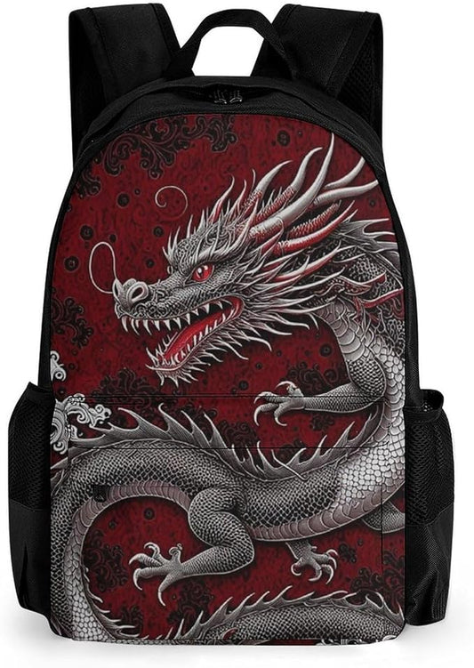 Supdreamc Rucksacks Multipurpose Anti-Theft Big Capacity Bookbag, Chinese Dragon Art Travel Hiking Camping Rucksack With Padded Straps