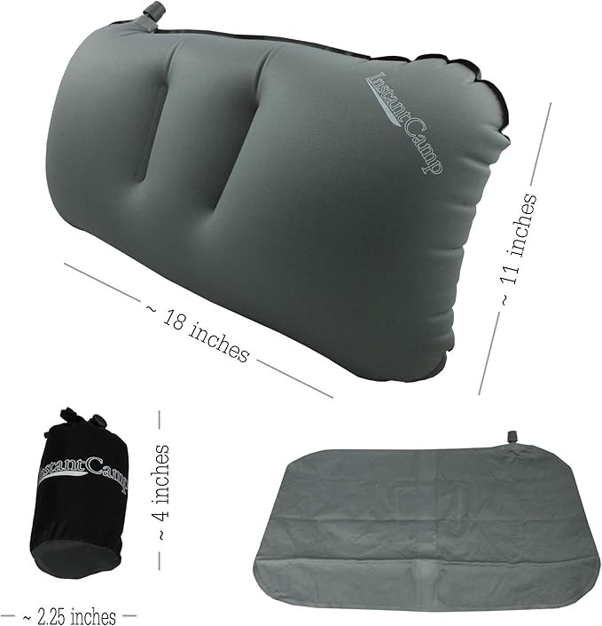 Ultra Lightweight Inflatable Backpacking Travel Camping Pillow - Compact, Comfortable, Ergonomic, Durable Used for Lumbar Support, Camp, Hike