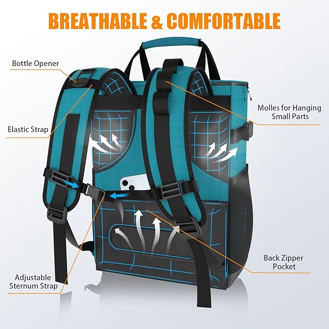 Cooler Backpack, AYAMAYA 24 Cans Insulated Lunch Backpack Cooler Leakproof, Keeps Hot/Cold for Up to 16 Hours, Lightweight Waterproof Beach Travel Camping Cooler Bag for Men and Women