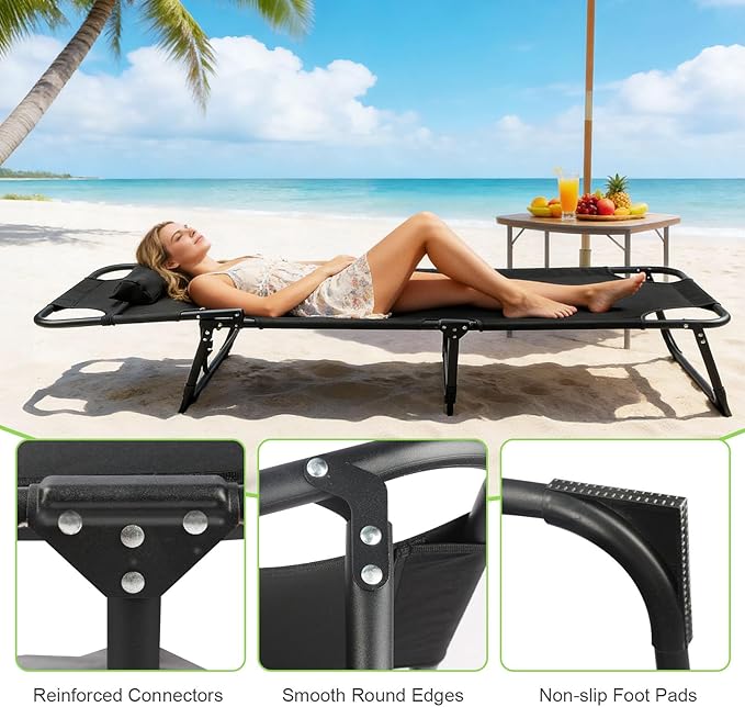 Folding Camping Cot, Heavy Duty Collapsible Foldable Camping Bed for Adults, Indoor Outdoor Portable Sleeping Cot for Hiking, Camping, Fishing，Hunting
