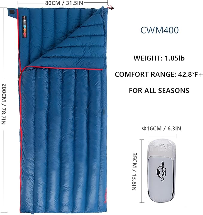 Naturehike Down Sleeping Bag 650 Fill Power Lightweight Compact for Backpacking Camping Hiking Traveling with Compression Sack
