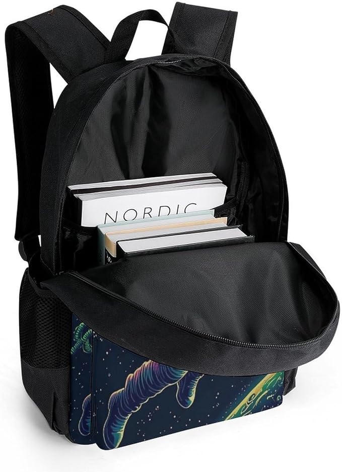 Men Women Lightweight Astronauta Trip Trippy Space Dreams Casual Daypack Large Capacity Bookbag With Adjustable Shoulder Straps for Gym Business Bicycle