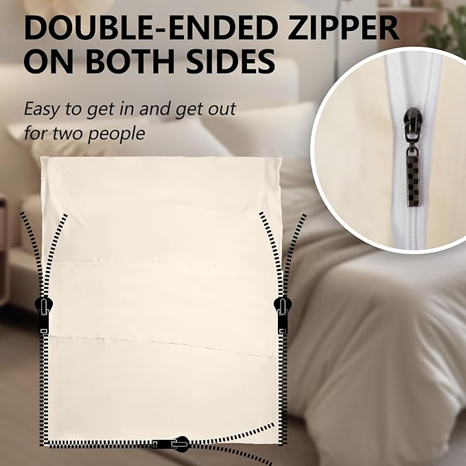 Sleeping Bag Liner,Long Staple Cotton, Adult Sleep Sack & Travel Sheets,Travel Sleep Sack for Backpacking, Hotels & Hostels Lightweight Travel Sheet Camping Sheets,Has Full Length Zipper