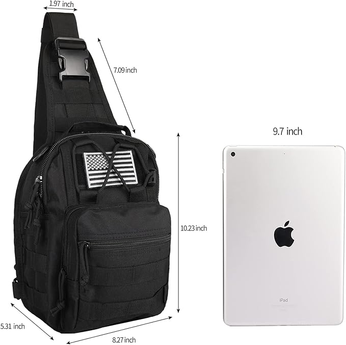 BOMTURN Tactical Backpack-1000D Waterproof Military Backpack/Laser-Cut/CCW Bags Sling Bag Tactical Satchel Shoulder Bag Men