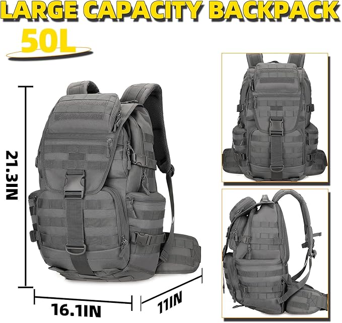 50L Military Tactical Backpack Hiking Waterproof Backpack Large Military Pack 3 Day Assault Pack Molle Bag Rucksack