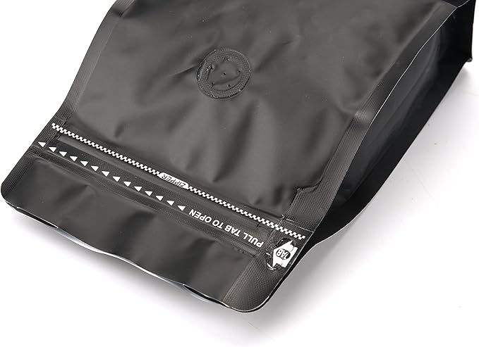 50 Pack Coffee Bags with Aluminum Foil and Degassing Valve, Resealable High Barrier Storage Bags, Odor-Proof for Coffee Beans, Stand Up Coffee Pouch, Flat Bottom (Small-8OZ, Black)