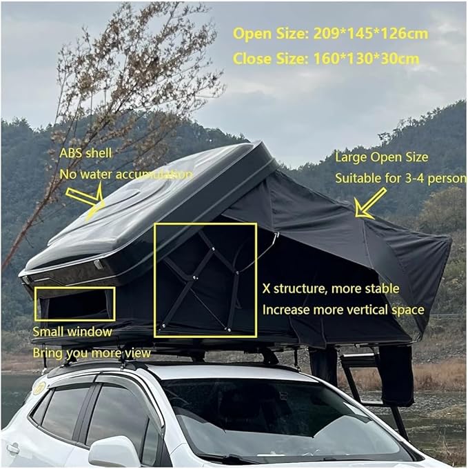 Hard Shell Car Roof Top Tent 3-4 Person Outdoor Camping Clamshell for 4x4 Truck Rooftop Car Rooftop Tent