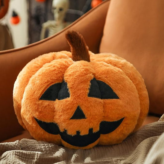 YRXRUS Cute Pumpkin Pillows, Halloween Pillow, Pumpkin Shaped Throw Pillows Happy Halloween Decoration, Orange 6x12 Inches Soft Rabbit Fur Pillow for Natural Accent Pillows for Holiday, Fall