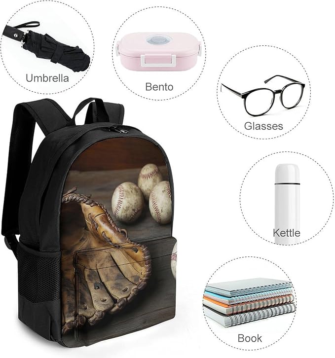 Men Women Polyester Retro Baseball Daypack Big Capacity Shoulder Bag With Adjustable Shoulder Straps for Camping Travel Walking Cycling