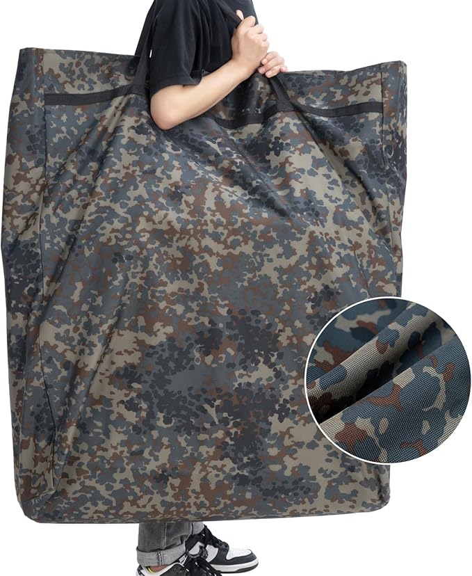 XXL Camping Cot for Adults 330Lbs with Carry Bag, Heavy Duty Folding Bed with Soft Padded Cushion, Portable Camp Bed for Hunting, 180° Adjustable Reclining Outdoor Lounger, Camouflage