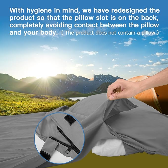 Sleeping Bag Liner, Sleep Sack Travel Sheets, Two-Way-Zipper Expose Feet Separately, Lightweight for Single, Backpacking,Hotels & Hostels, Camping, Travel, Business