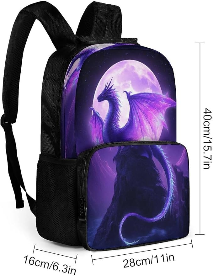 Backpack Lightweight Anti-Theft Multipurpose Purple Dragon Art Shoulder Bag Large Capacity Travel Hiking Backpack With Padded Straps