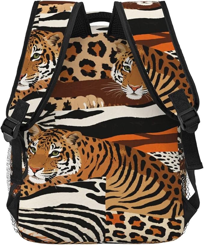 Polyester Daypack for Hiking Work Running, Big Capacity Anti-Theft Multipurpose Shoulder Bag, Leopard Print Animal Skin Patterns Travel and Sport Backpack Rucksack