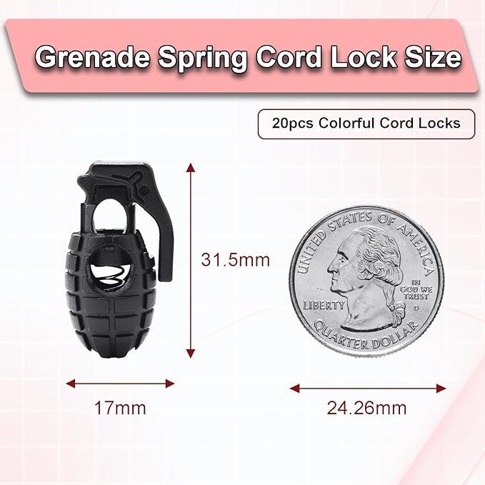 20PCS Assorted Colors Plastic Cord Locks for Drawstring, Paracord Spring Toggle Stopper Clasp Elastic Shoeslace Lock Sweatpants Backpack String Clips Bungee Swim Goggles Replacement