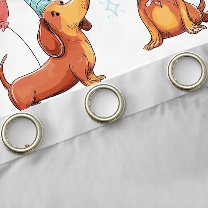 Dachshund Cute Dog Window Curtain | Holiday Party Window Treatment Curtain for Boys Bedroom Decor,Colorful Balloon Curtains Kids Cartoon Living Room Top 2 Panels,42Wx63L