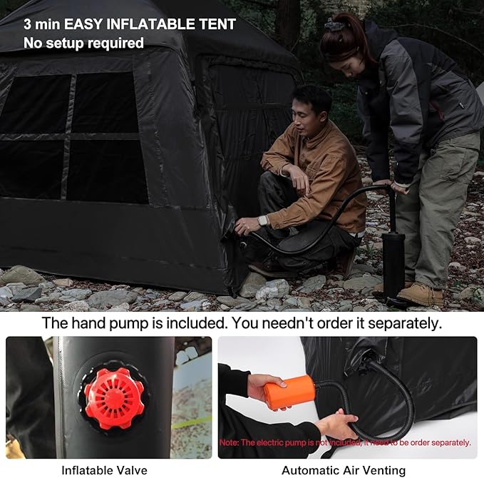 3-4 Person Inflatable Camping Tent Blow Up Tent with Hand Pump Easy Setup Waterproof Inflatable Tent Cabin