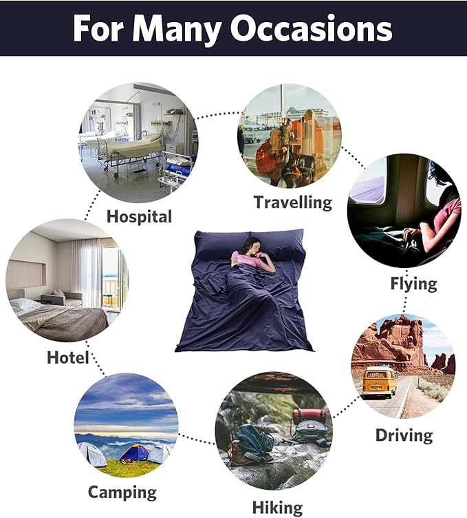 Sleeping Bag Liner Ultralight Travel Sheet Dirt-Proof Camping Sheets Compact Hotel Sleeping-Sack for Outdoor Backpacking Hiking