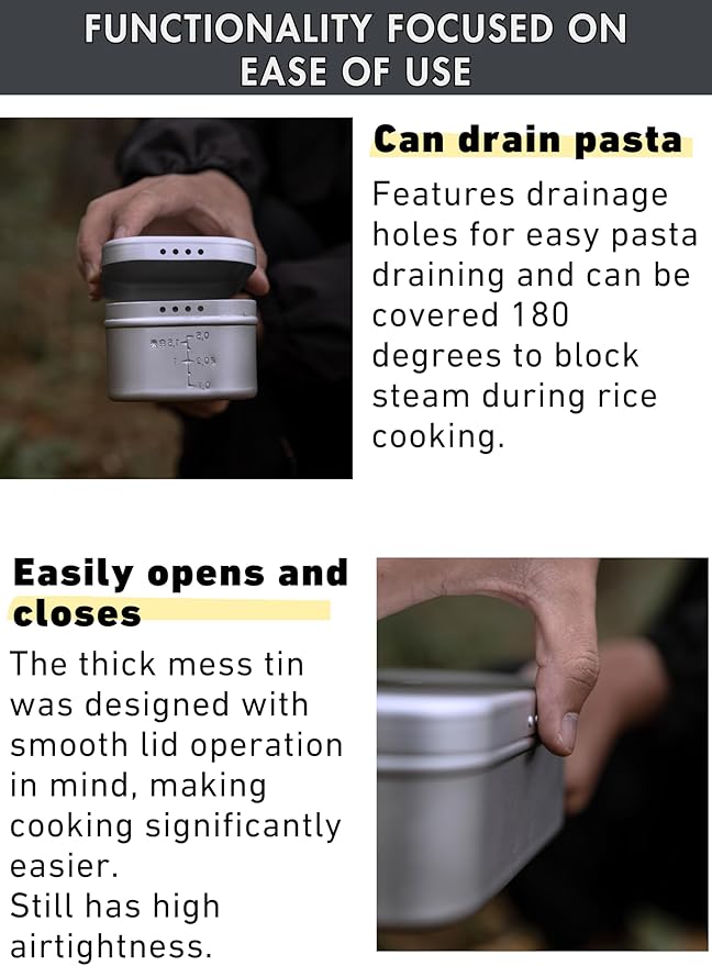 CAMPINGMOON Mess Tin 0.65L Aluminium Camping Cookware Extreme Thick S-1609