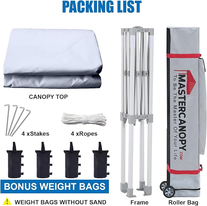 MASTERCANOPY Pop Up Canopy Tent Commercial Grade Instant Shelter (5x5, White)
