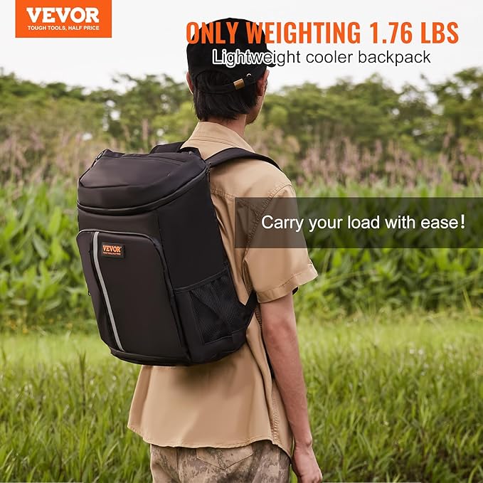 VEVOR Cooler Backpack, 28 Cans Backpack Cooler Leakproof, Waterproof Insulated Backpack Cooler, Lightweight Beach Cooler Bag with Shoulder Padding and Mesh Pocket for Hiking, Camping, BBQ