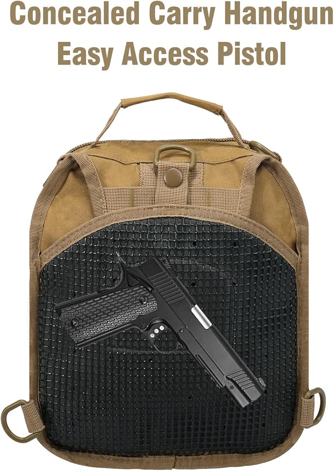 BOMTURN Tactical Backpack-1000D Waterproof Military Backpack/Laser-Cut/CCW Bags Sling Bag Tactical Satchel Shoulder Bag Men