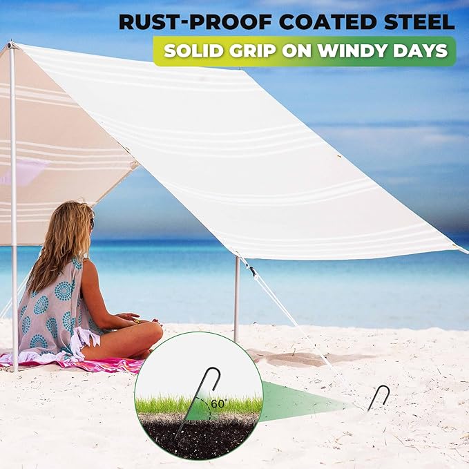 Ground Stakes 12 inches 18-Pack J Hook Rebar Stakes 5/16" Diameter Tent Stakes Heavy Duty Metal Stakes for Outdoor Decorations, Yard Inflatables and Chain Link Fence