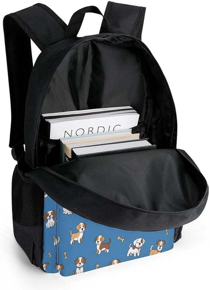 Supdreamc Polyester Daypack Backpack for Trekking Picnic Walking Cycling, Large Capacity Anti-Theft Multipurpose Shoulder Bag, Cute Dog Casual Daypack