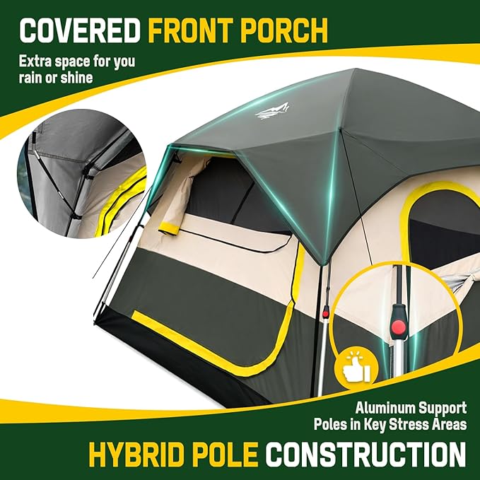 Tent 4 Person Tents for Camping - Instant Cabin Tent Setup in 50 Seconds with Rainfly & Windproof, Portable Pop Up Tents with Carry Bag for Family Outdoor Camping & Hiking
