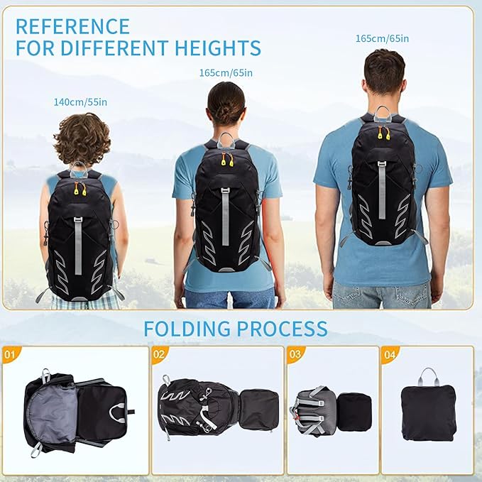 Small Lightweight Hiking Backpack，20L Foldable Hiking Daypack Cycling Hydration Backpack Travel Camping Bag