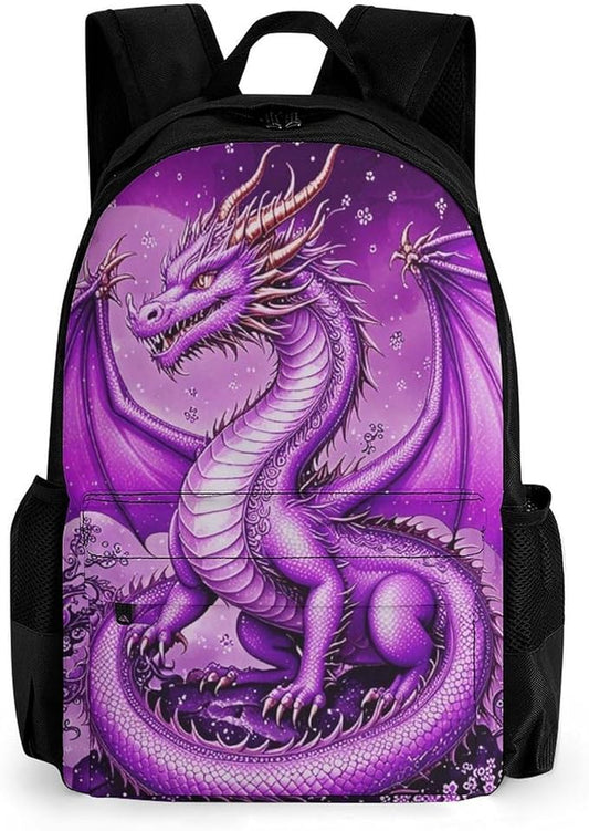 Supdreamc Polyester Daypack Bookbag for Gym Business Bicycle, Large Capacity Multipurpose Anti-Theft Carry On Bag, Romantic Music Dragon Cherry Flower Blossom Pink Art Travel Hiking Daypack