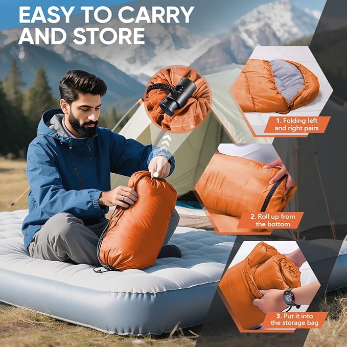 OBTANIM Sleeping Bags Portable Waterproof Camping Sleeping Bag for Adults Kids 4 Seasons Cold Weather or Warm Backpacking Hiking Mountaineering Indoor Outdoor Use