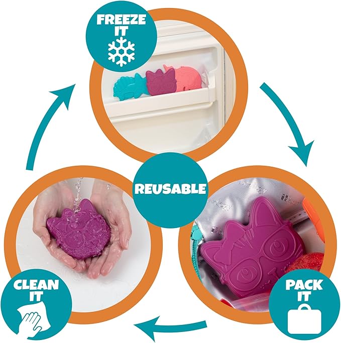 Kids Hard Ice Packs (3 PK) Slim Lightweight Reusable Cooler Freezer Packs- Long-Lasting Chillers Keep Food Fresh for Hours- Durable Leak-Proof Design for Boys Girls Back To School- BPA Free, Food Safe