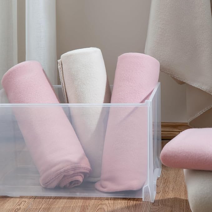 Fleece Throw Blankets 6 Pack Bulk Solid 50 x 60 inch Kids Blanket Lightweight Warm Soft for Pet Cozy Travel Blankets Airplane Small Throws Camping Gifts Cream Pink Room Decor