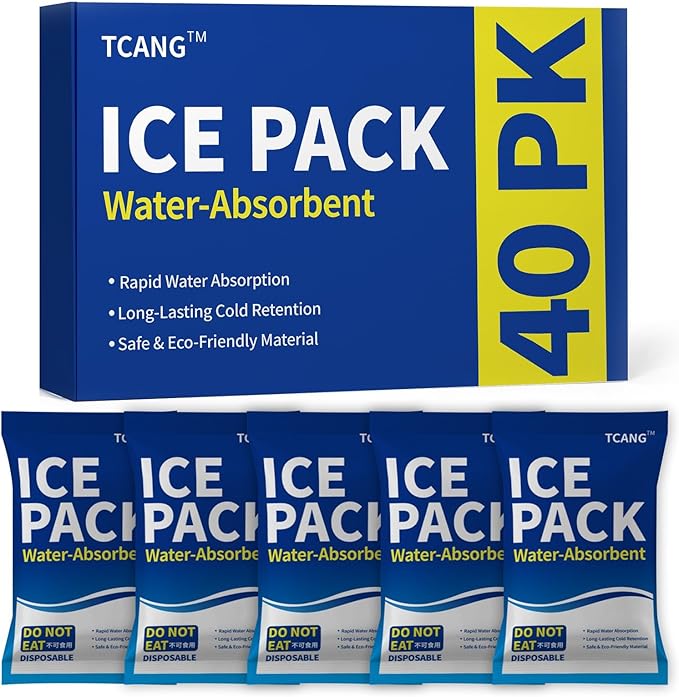 Disposable Dry Ice Packs for Shipping Non-Stick for Food, Double-Sided Absorption Leak-Proof Cold Packs for Cooler, Camping, Beach Bags, Picnics,Outdoor Events, Takeout Delivery